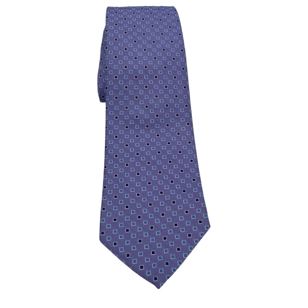 Brooks Brothers Mens Tie Made In New York Purple W/Squares 100%Silk Tie (TB9)